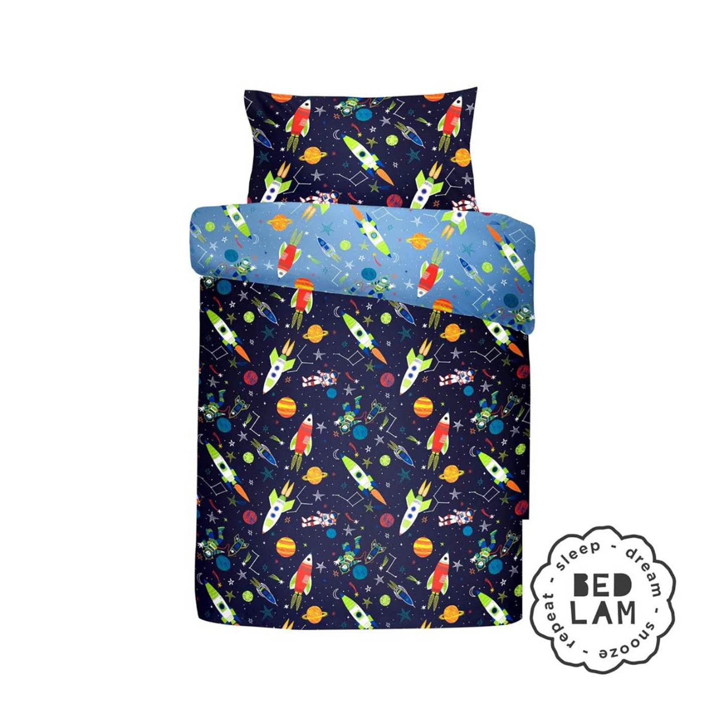Bedlam Supersonic Bettbezug-Set 135x200cm, leuchtet im Dunkeln, 52% Polyester, 48% Baumwolle, blau, Duvet Cover Set: Single