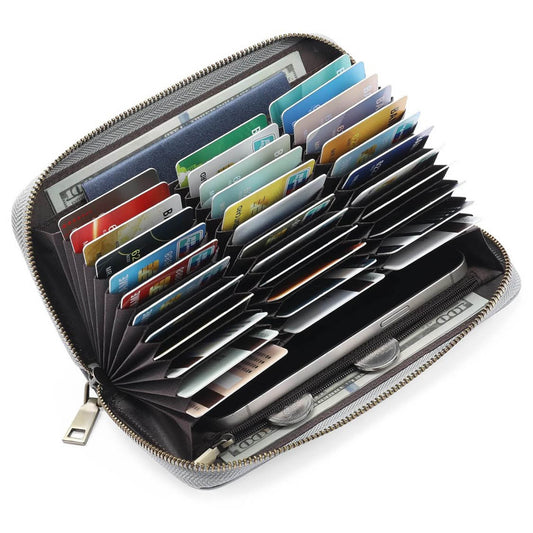 GOIACII Geldbörse Damen, RFID Blocking, großes Langformat, 36 Kartenfächer, elegantes Lederdesign.