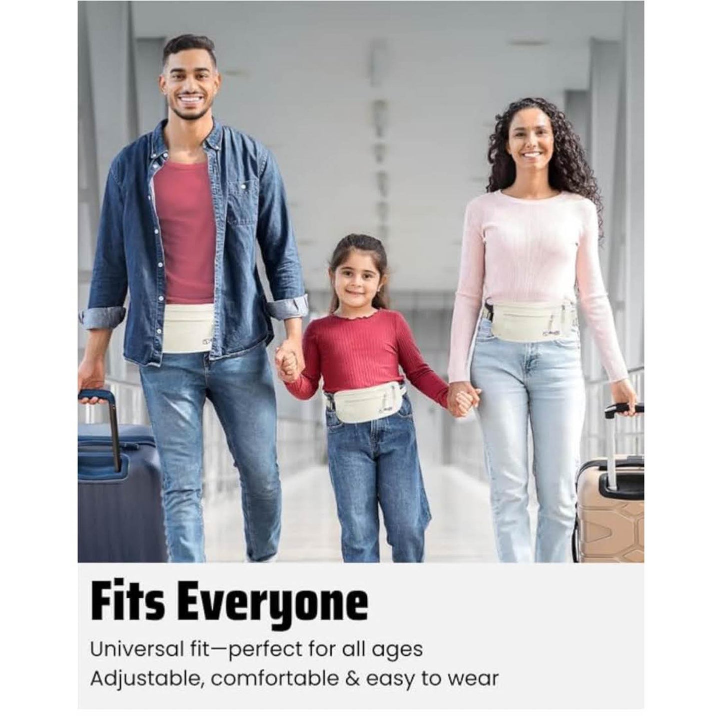 Boxiki Travel Geldgürtel, Unisex, Beige, für Reisen, leicht, verstellbar, sicherer Stauraum für Geld und Dokumente.