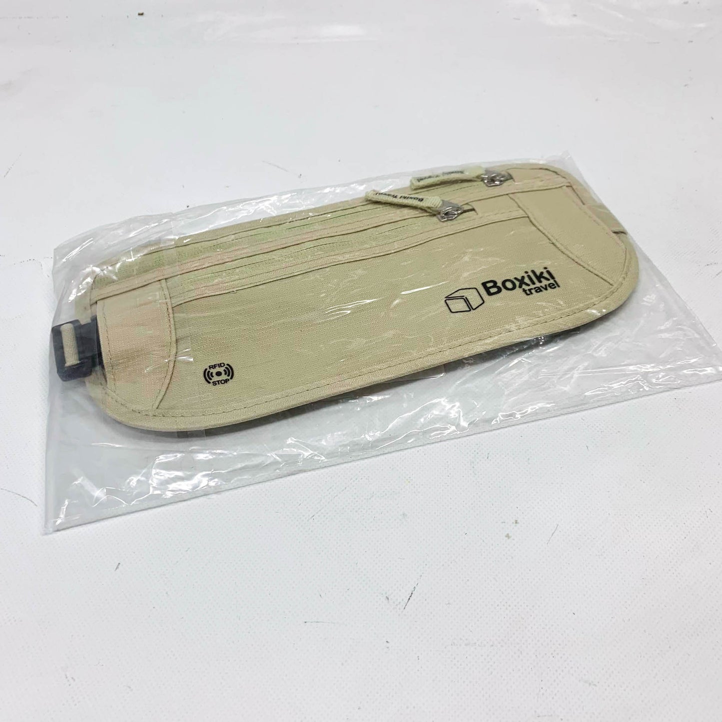 Boxiki Travel Geldgürtel, Unisex, Beige, für Reisen, leicht, verstellbar, sicherer Stauraum für Geld und Dokumente.