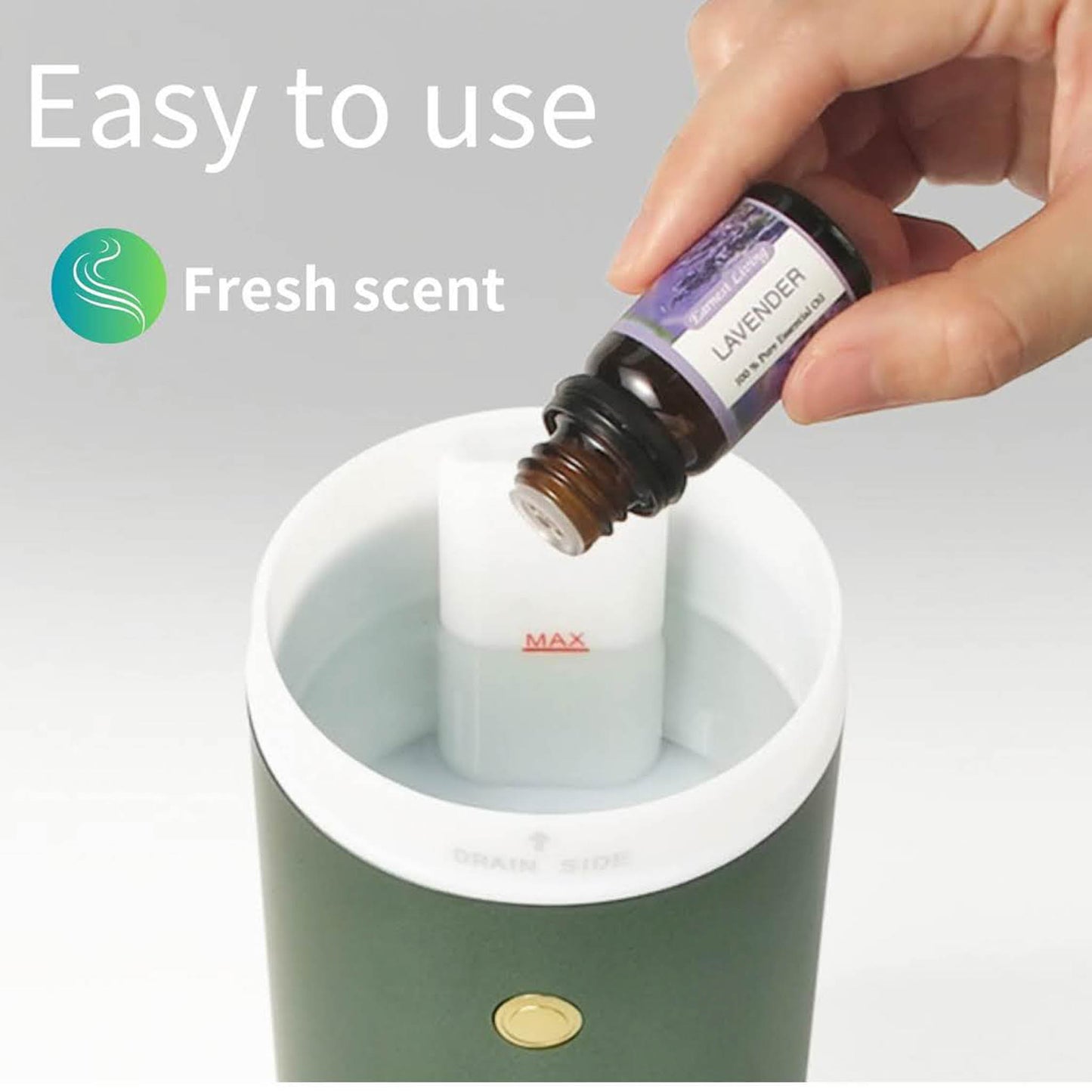Earnest Living, 100 ml, ätherischer Öldiffusor, Auto-Luftfrischer, Timer, Nachtlicht, USB-portabel, Auto-Off-Funktion, grünes Geschenk.