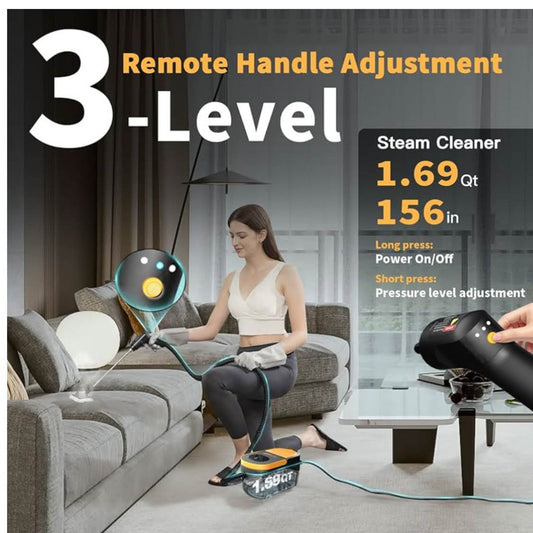 Gautye Dampfreiniger, Handgerät, 3-stufiger Griff, 15s Aufheizzeit, 1,6L Tank, 11 Zubehörteile, ideal für Boden, Küche, Fenster, Badezimmer, Autos.