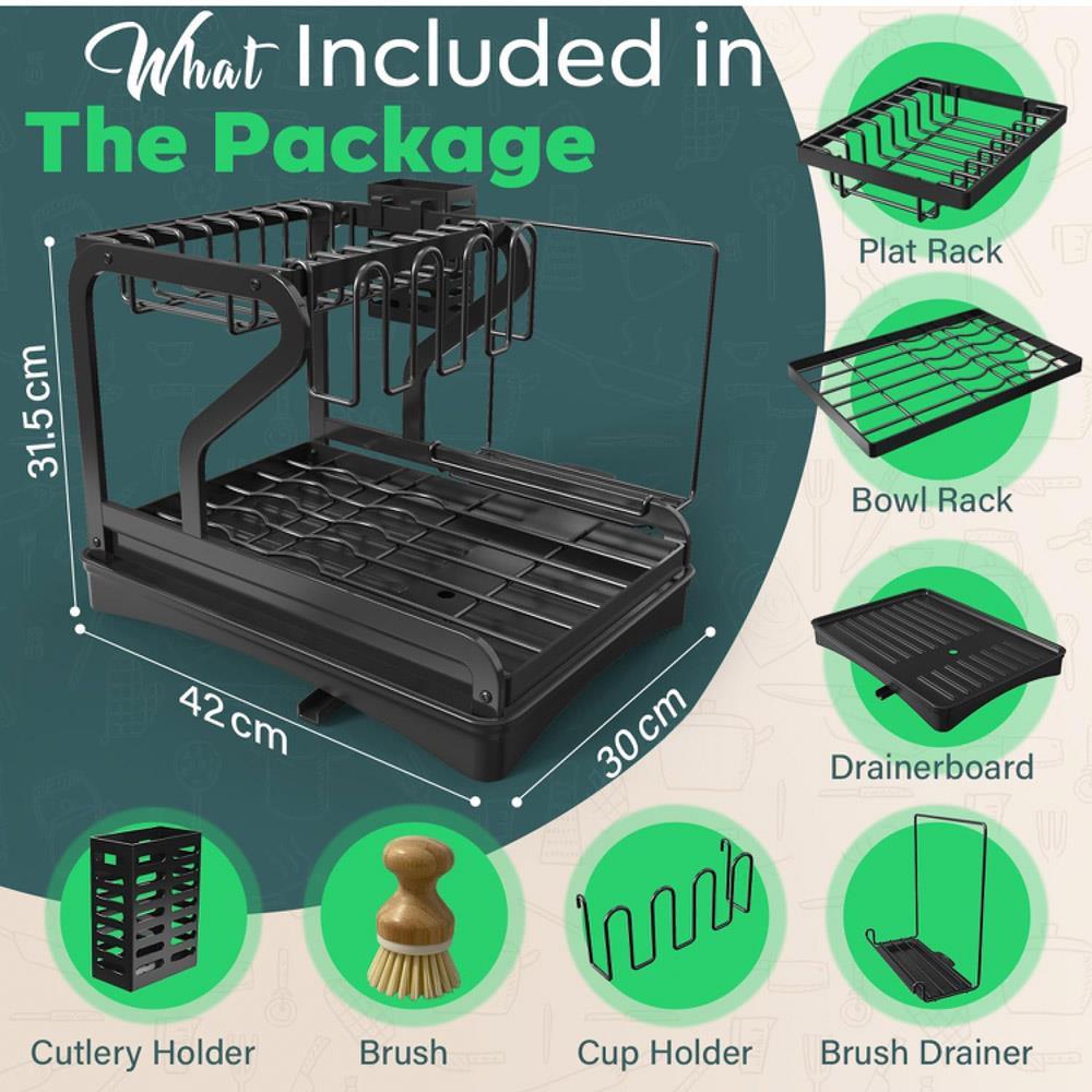 BraveHome Sink Drainer with Brush – Stainless Steel Over Sink Drainer – Louça Cupboard Drainer