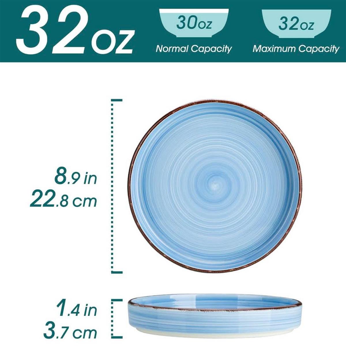 vancasso Bonita Suppenschalen Steingut 4er Set große Salatschalen Spaghetti Tiefteller blau spülmaschinen- und mikrowellengeeignet