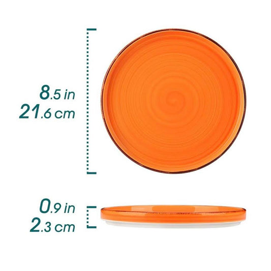 vancasso BONITA Speiseteller Steingut 6 Personen Ř 21,6 cm Geschirr für Spülmaschine und Mikrowelle Pastateller Frühstücksteller Kuchenteller Warme Farbe