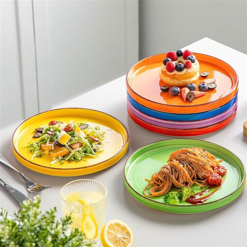vancasso BONITA dinner plate stoneware 6 people Ø 21.6 cm Dishwasher and microwave safe Pasta plate Breakfast plate Cake plate Warm color
