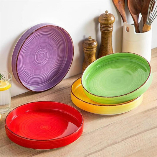 vancasso Bonita Suppenschalen Steingut 4er Set große Nudelschalen bunte Spaghetti Tiefteller spülmaschinen- und mikrowellengeeignet