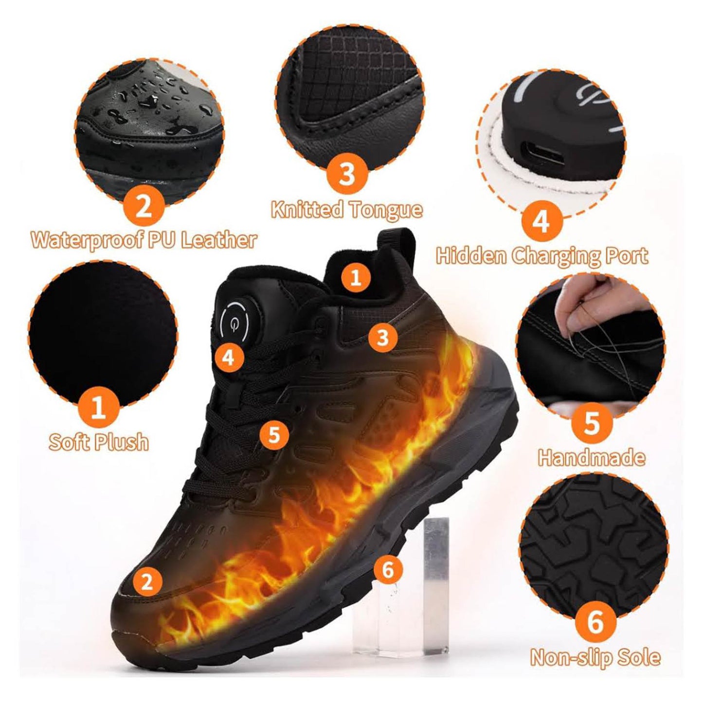 NBUABX Beheizte Schuhe, Gr. 36, Heizschuhe, 3 Wärmeeinstellungen, 4000mAh Akku, elektrisch, ideal für Winter, Jagd, Skifahren.