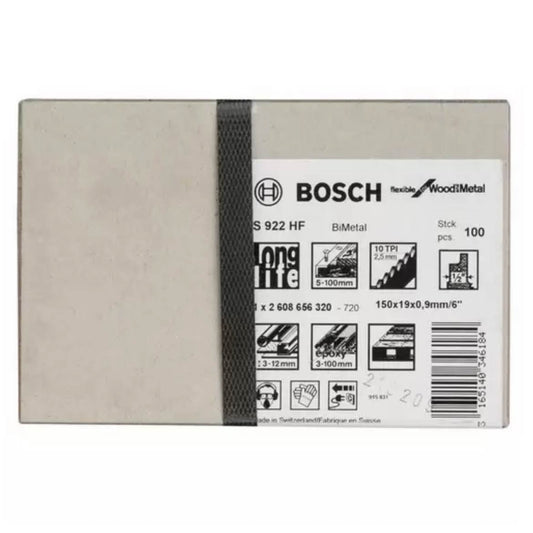 Bosch Accessories 2608656320 Säbelsägeblatt S 922 HF, Flexible, Holz & Metall, 150 mm, 100er-Pack, vielseitig einsetzbar.