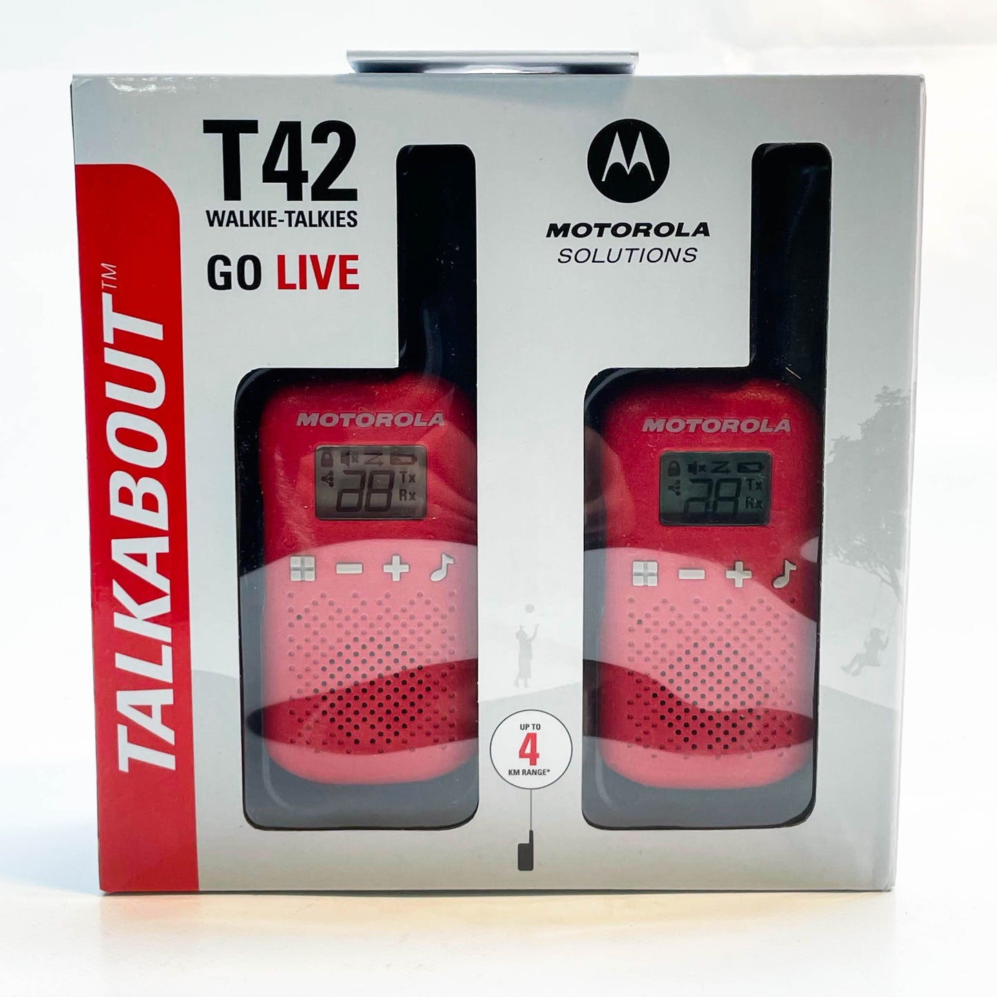 Motorola Talkabout T42, PMR446 Funkgeräte, 16 Kanäle, 4 km Reichweite, rot, 2 Stück.