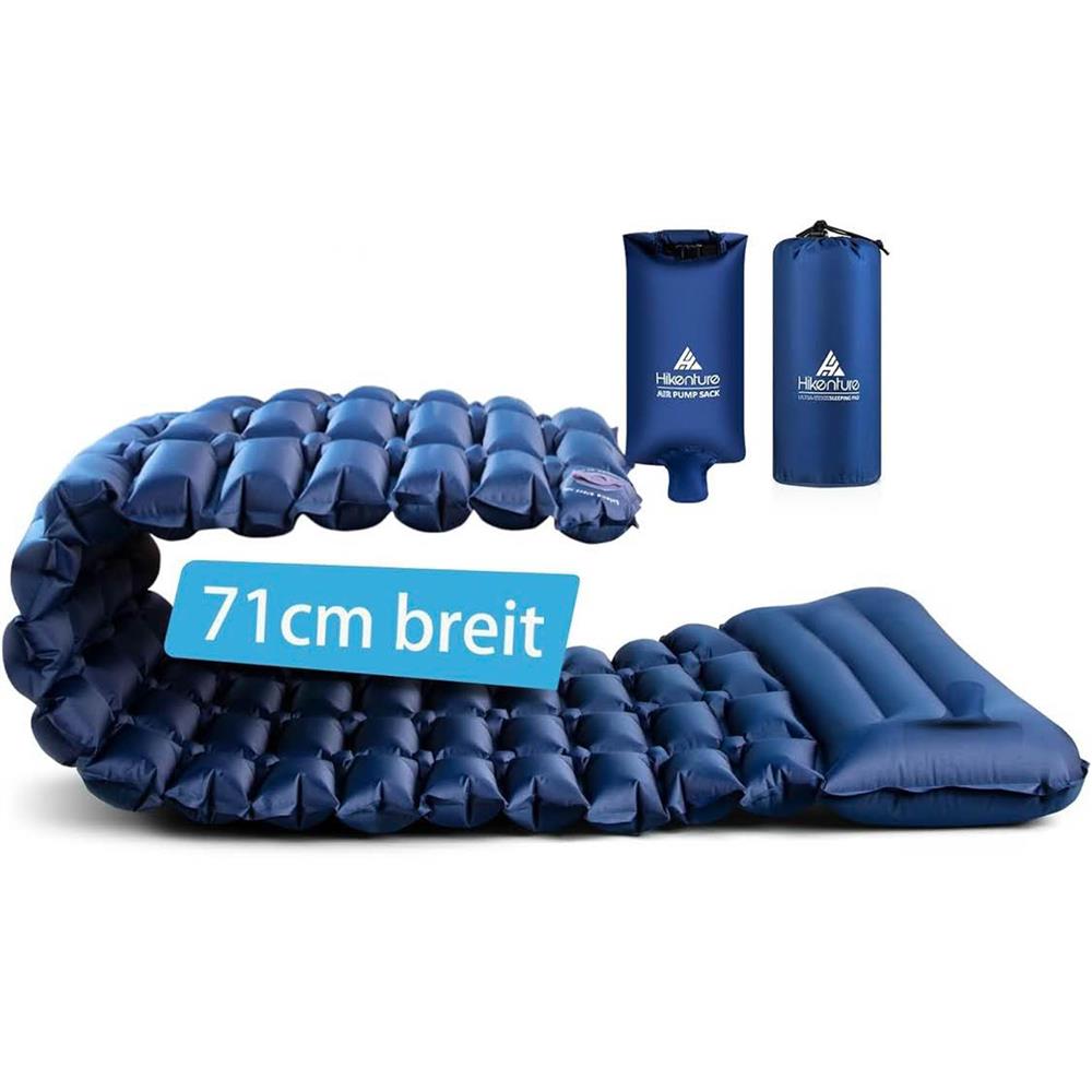 HIKENTURE Isomatte A1 Camping Ultraleicht mit Pumpsack - 71cm Breit - Aufblasbare Isomatte mit kleinem Packmaß - Outdoor Schlafmatte
