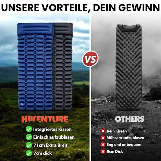 HIKENTURE Isomatte A1 Camping Ultraleicht mit Pumpsack - 71cm Breit - Aufblasbare Isomatte mit kleinem Packmaß - Outdoor Schlafmatte