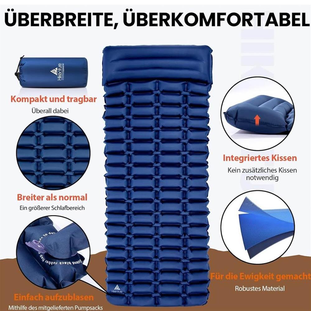 HIKENTURE Isomatte A1 Camping Ultraleicht mit Pumpsack - 71cm Breit - Aufblasbare Isomatte mit kleinem Packmaß - Outdoor Schlafmatte