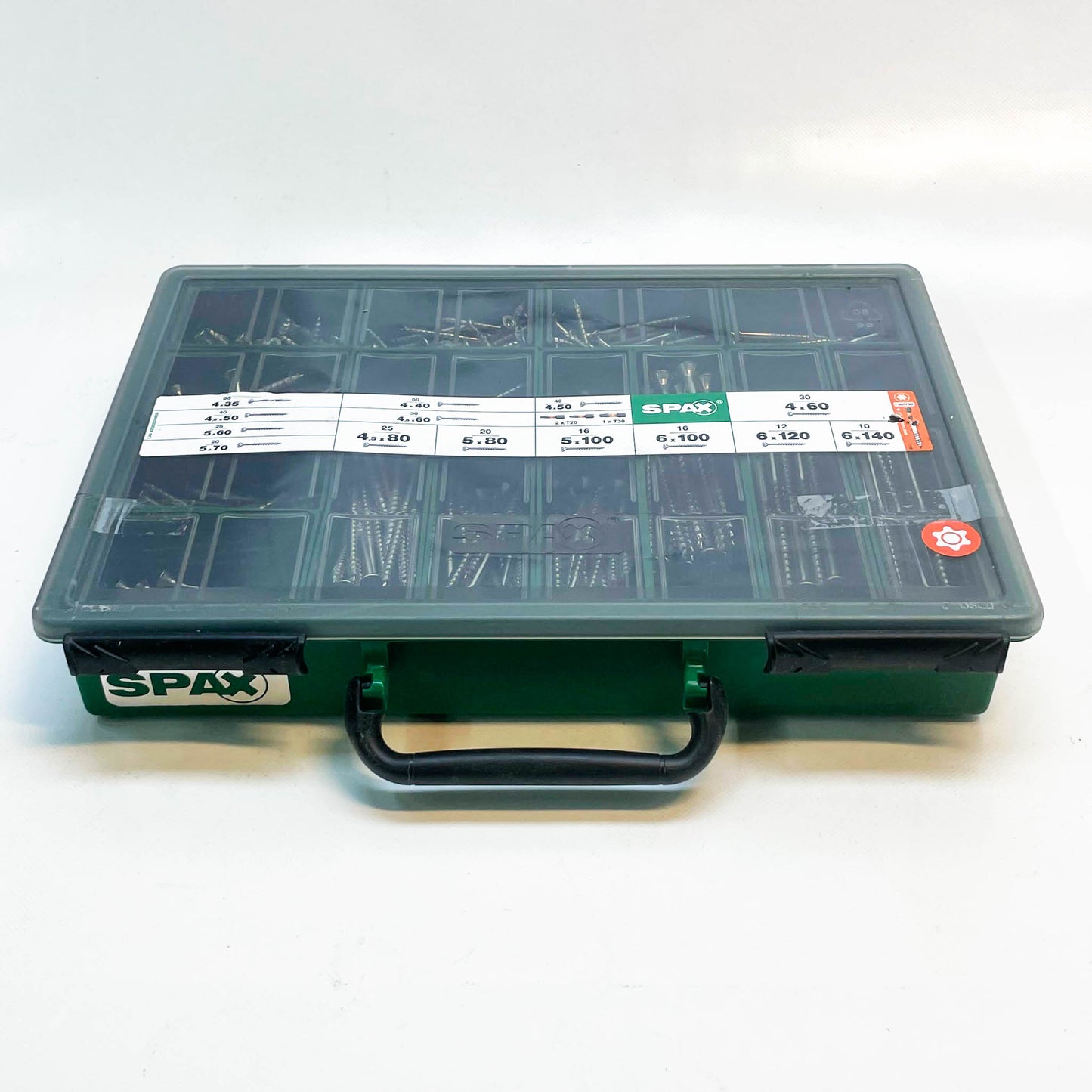 SPAX Sortimentskoffer groß, Schrauben-Set, 14 Abmessungen, 384 Schrauben + 3 Bits, Senkkopf, T-STAR plus, WIROX