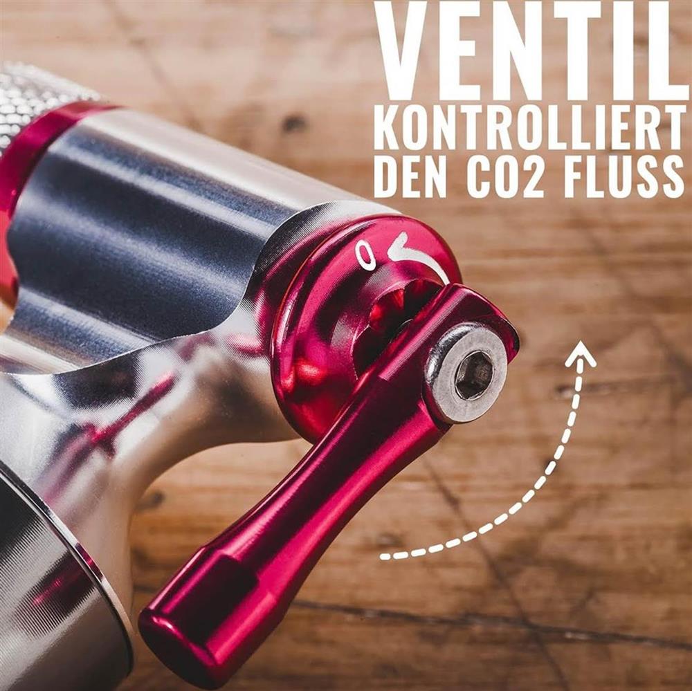 Pro Bike Tool CO2 Kartuschenpumpe - Modellnummer: BP-CO2 - Inflator für schnelles Aufpumpen, passend für Presta & Schrader Ventile, ideal für Rennrad & Mountainbike, mit Metall Lagerbehälter - ohne CO2 Kartuschen