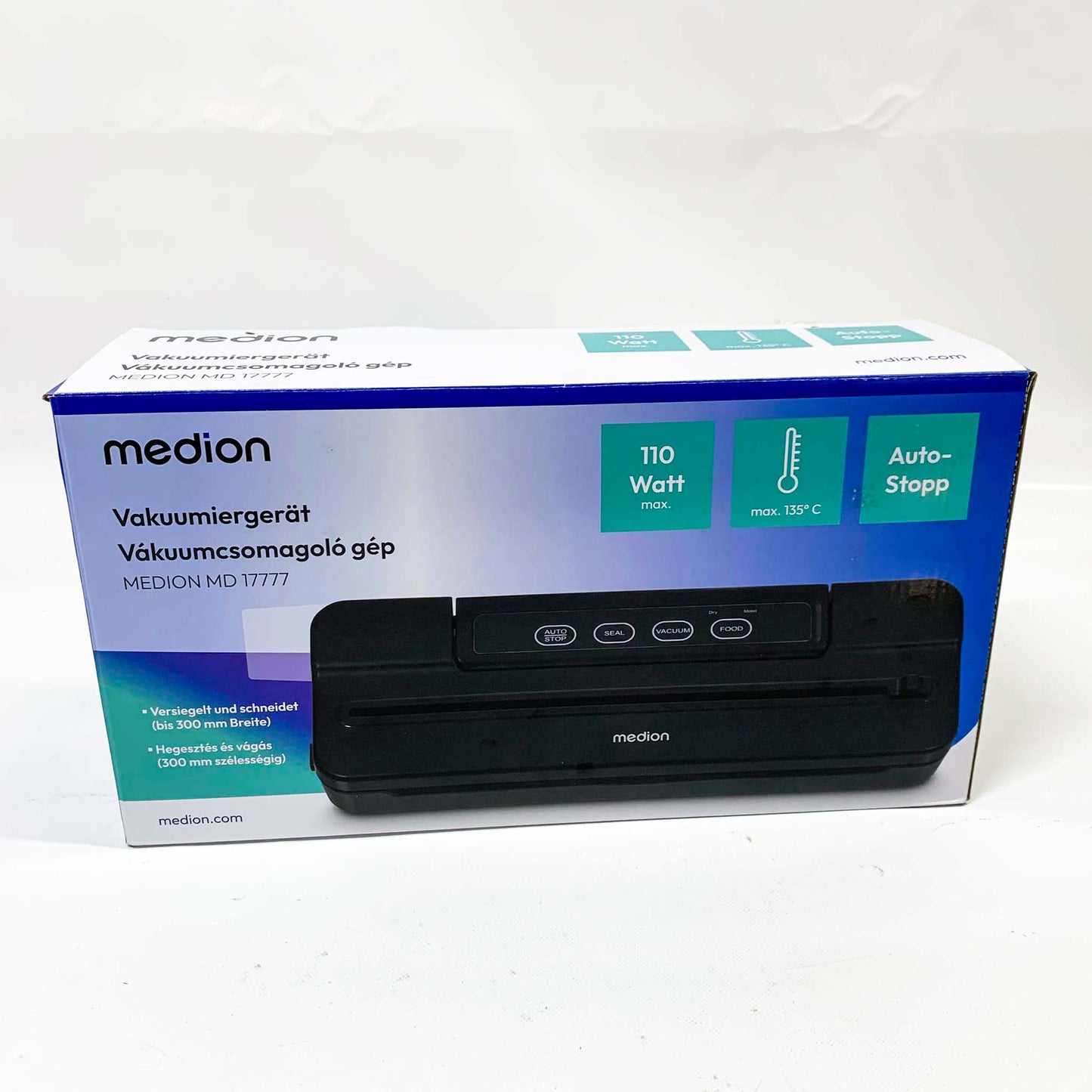 MEDION MD 17777 DE - Vakuumiergerät, vielseitig, einfach zu bedienen, frische Lebensmittel länger haltbar, kompakt und platzsparend.