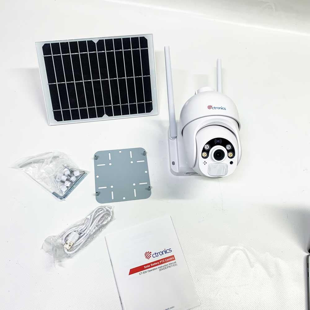 ctronics Surveillance Camera Outdoor Battery 100% Wireless PTZ Digital Zoom Camera with Solar Panel WLAN IP Camera Outdoor PIR and Radar Detection Color Night Vision 2-Way Audio SD Card Slot