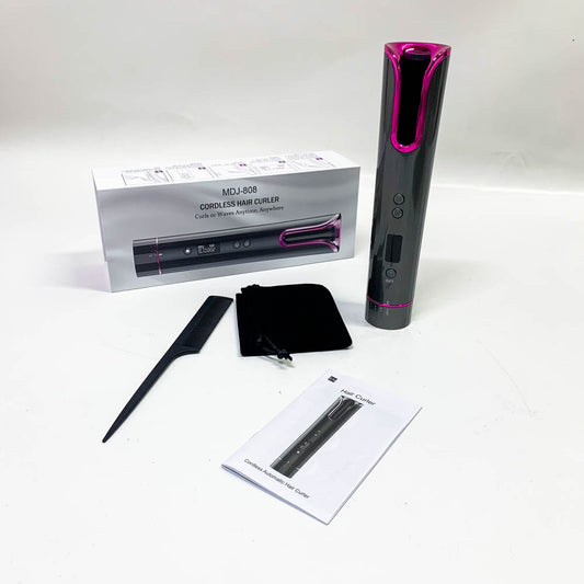 Lockenstab Automatischer Hair Curler 4 Temperatur-Einstellungen Schnurloser Tragbar Wiederaufladbar mit LCD-Temperaturanzeige und Timer