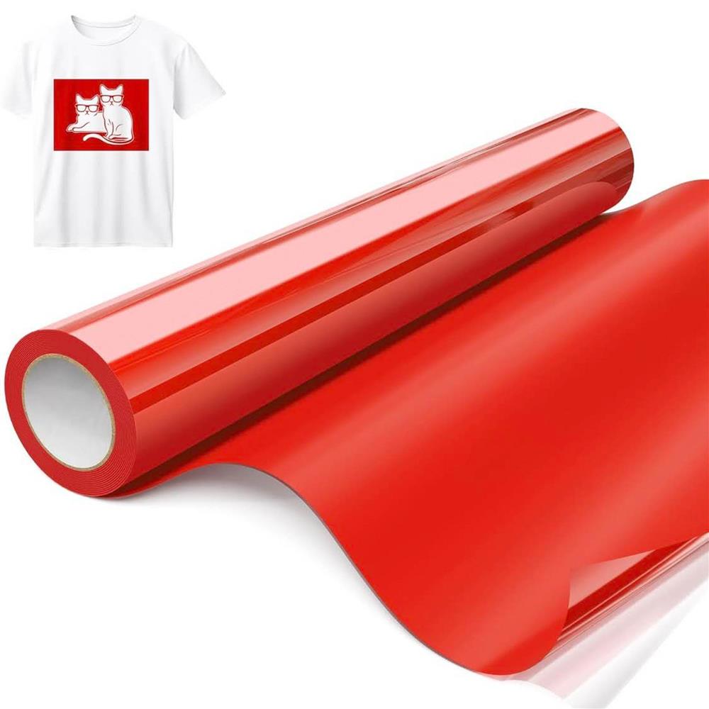 Hisiu HTV-6 Wärmeübertragungsvinyl rote Folie 12 inch x 8 ft langlebig und einfach zu verarbeiten