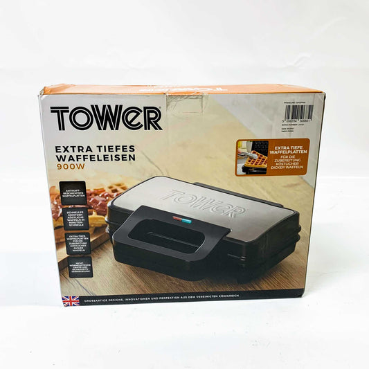TOWER Waffeleisen T27034PM, Waffeleisen, Antihaftbeschichtung, 1200W, kompakt, für Belgische Waffeln, Thermostat.