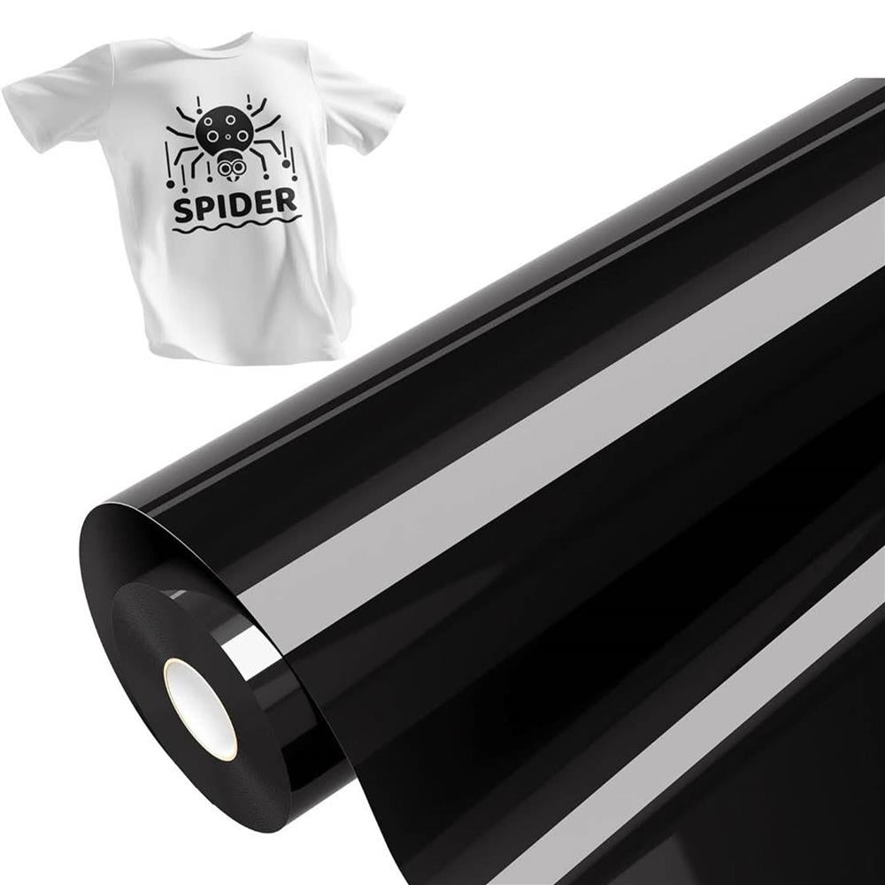 Hisiu HTV-12 Wärmeübertragungsvinyl schwarze Folie 12 inch x 25 ft langlebig und flexibel