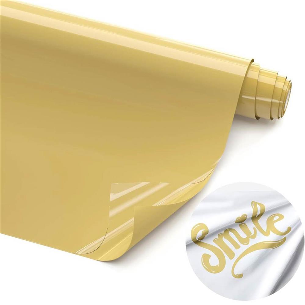 Hisiu HTV-4 Wärmeübertragungsvinyl Goldene Folie 12 inch x 8 ft Hochwertiges Vinyl für kreative Designs