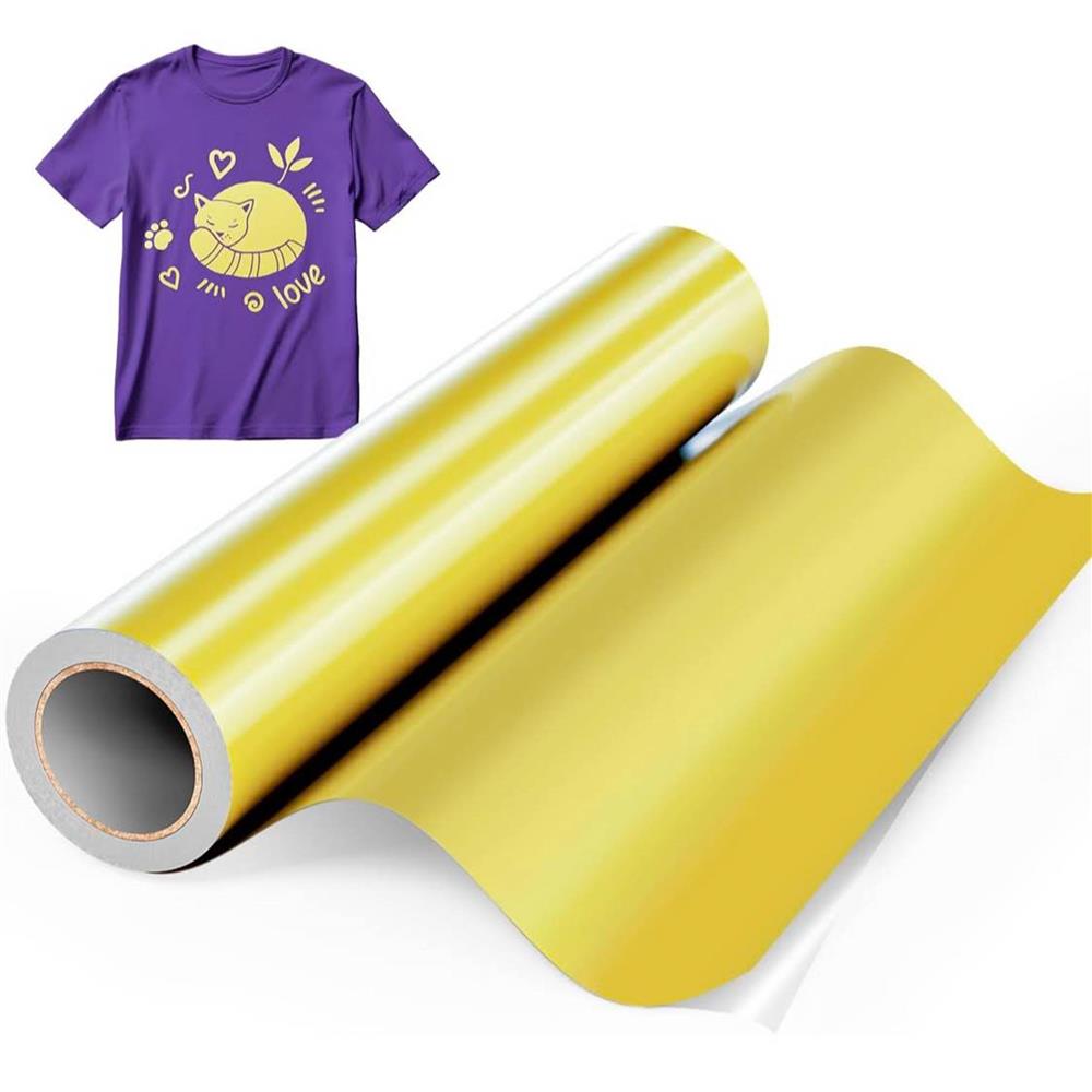 Hisiu HTV-4 Wärmeübertragungsvinyl Goldene Folie 12 inch x 8 ft Hochwertiges Vinyl für kreative Designs