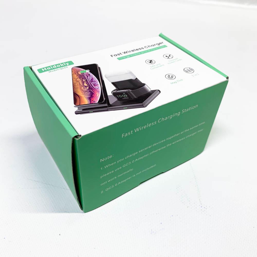 Hoidokly Kabelloses Ladegerät 3 in 1 Qi 15W Fast Wireless Charger Induktive Ladestation für iWatch und AirPods sowie iPhone 13/12 Pro Max und Galaxy S22/S21 Ultra