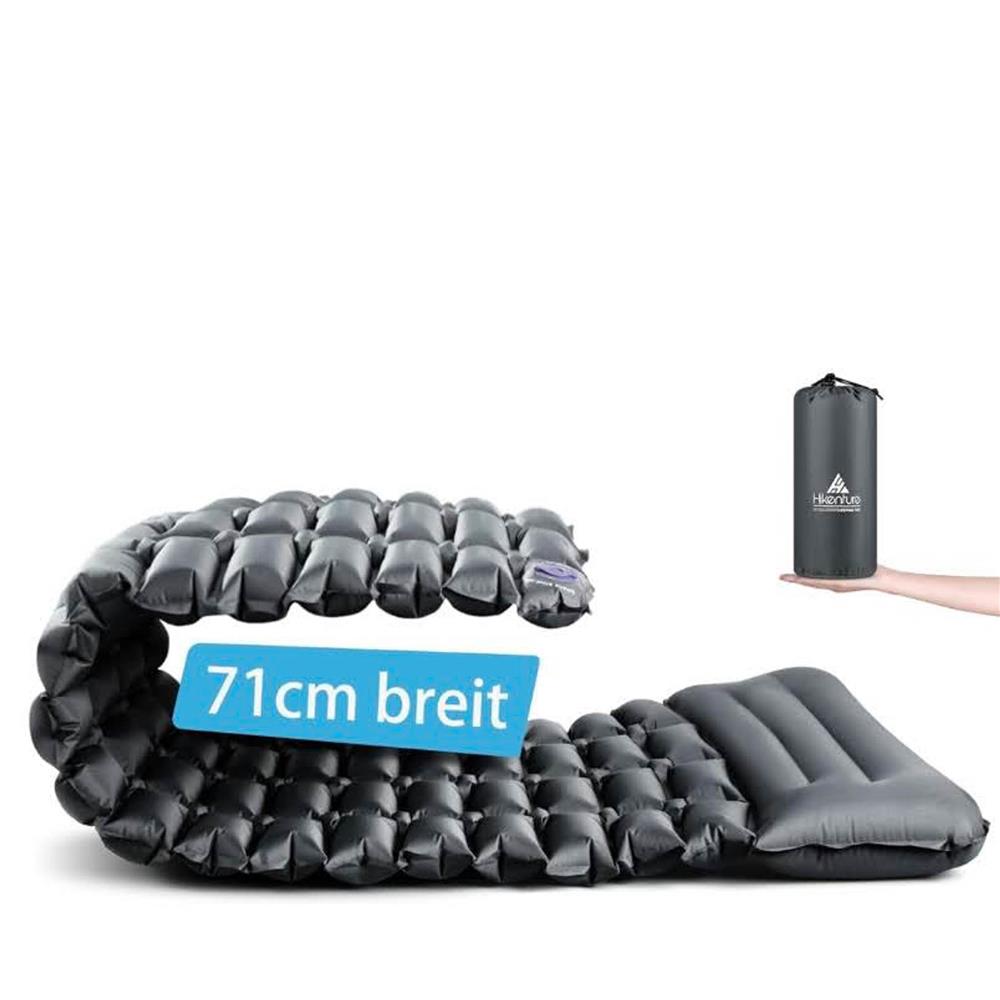 HIKENTURE Isomatte A2 Camping Ultraleicht 71cm Breit mit Pumpsack - Aufblasbare Schlafmatte kleines Packmaß für Outdoor Abenteuer
