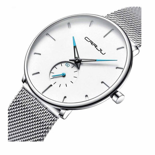 FIZILI Herren Uhr 086, Ultra Dünn, Schwarz, Minimalistisch, Quartz, Milanese Mesh Edelstahl, Elegant und Zeitlos.