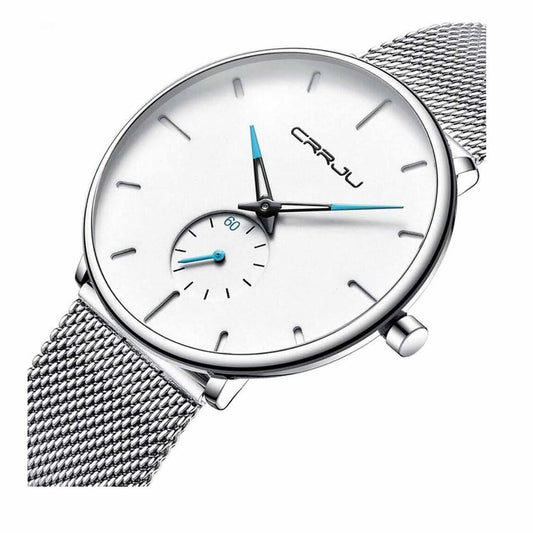 FIZILI Herren Uhr 086, Ultra Dünn, Schwarz, Minimalistisch, Quartz, Milanese Mesh Edelstahl, Elegant und Zeitlos.