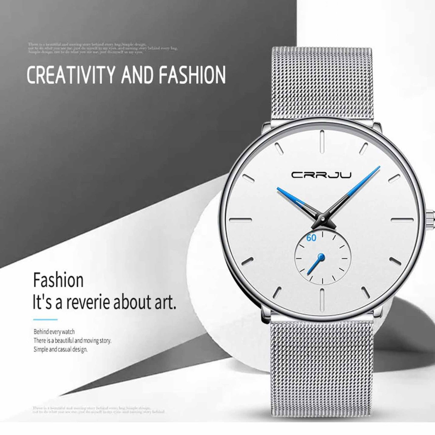 FIZILI Herren Uhr 086, Ultra Dünn, Schwarz, Minimalistisch, Quartz, Milanese Mesh Edelstahl, Elegant und Zeitlos.