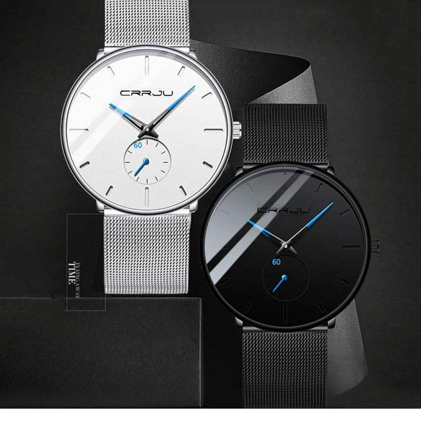 FIZILI Herren Uhr 086, Ultra Dünn, Schwarz, Minimalistisch, Quartz, Milanese Mesh Edelstahl, Elegant und Zeitlos.