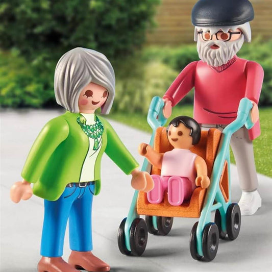 PLAYMOBIL Großeltern mit Baby, 71613, Figuren-Set, 11 Teile, liebevoll gestaltet, ideal für fantasievolles Spielen.