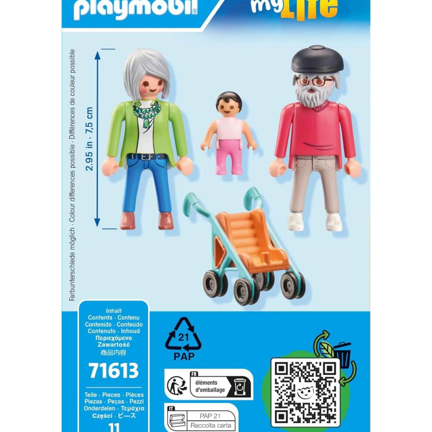 PLAYMOBIL Großeltern mit Baby, 71613, Figuren-Set, 11 Teile, liebevoll gestaltet, ideal für fantasievolles Spielen.