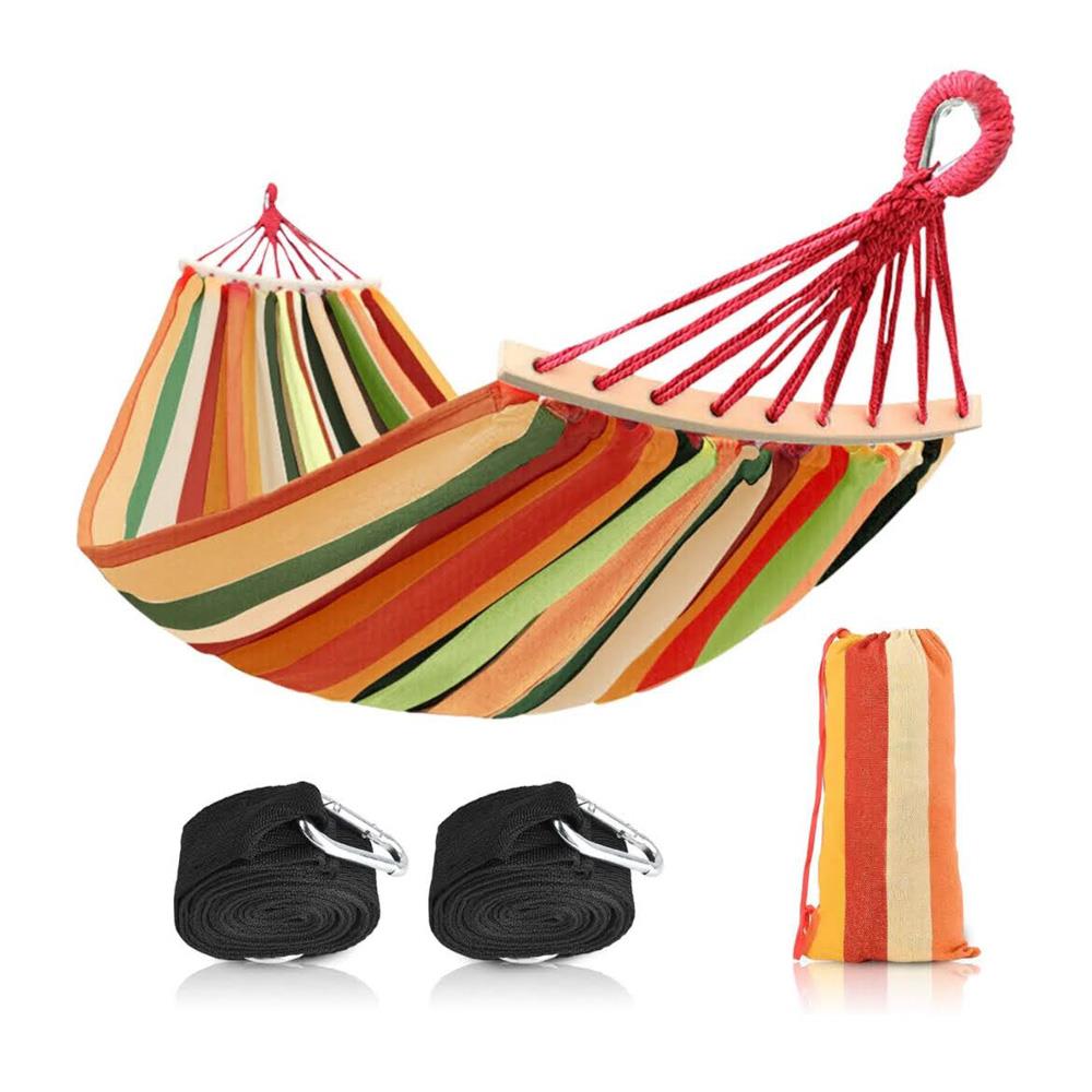 AMACA 200 x 150 cm Camping AMCA übergroße Leinwand-Hängematte mit schwimmendem Bündel bis 300 kg für Gartenhof farbig