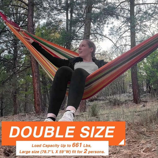 AMACA 200 x 150 cm Camping AMCA Oversized Canvas Hammock with Floating Bundle up to 300 kg for Garden Yard Colored