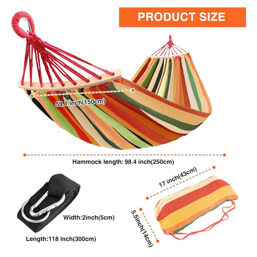 AMACA 200 x 150 cm Camping AMCA übergroße Leinwand-Hängematte mit schwimmendem Bündel bis 300 kg für Gartenhof farbig