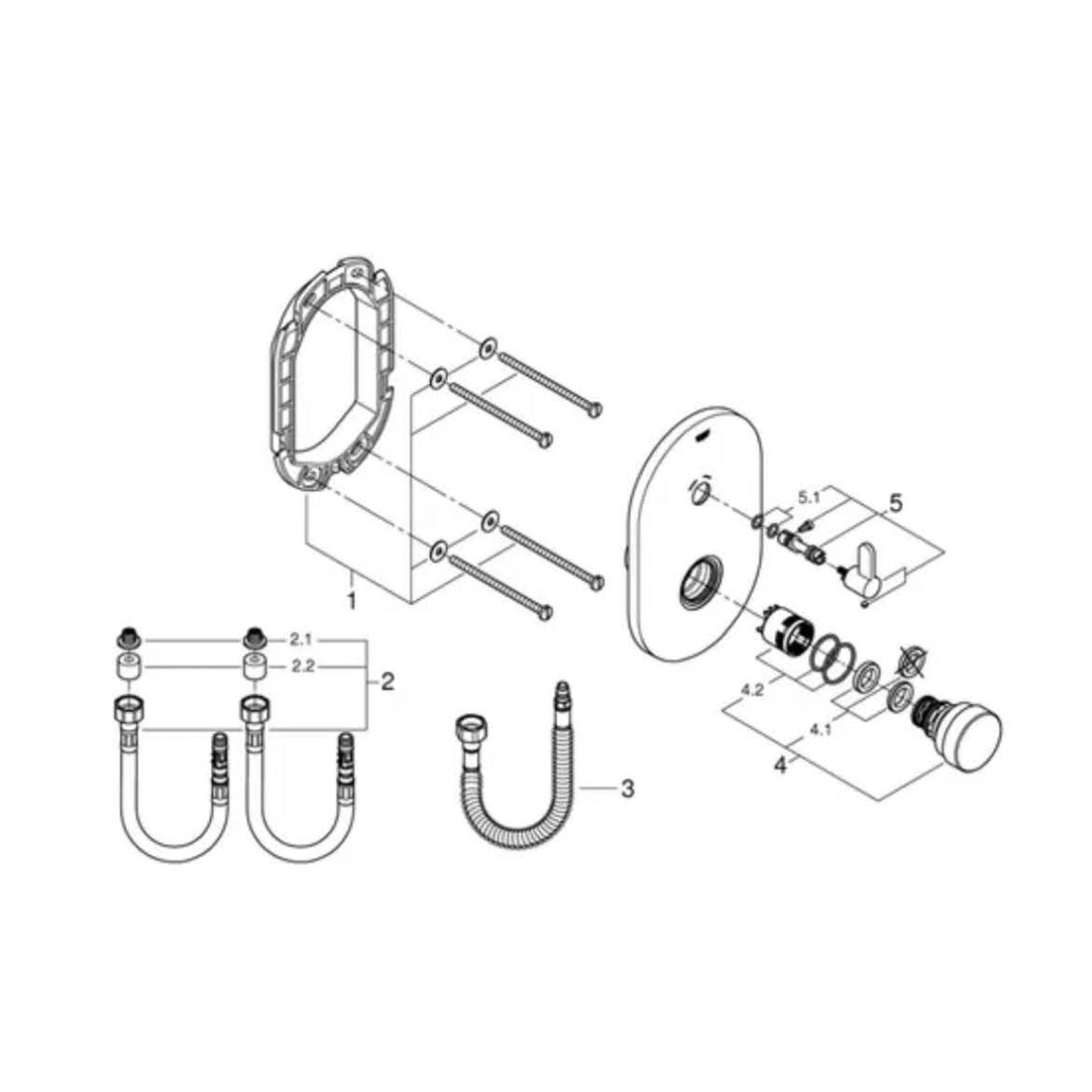 Grohe Eurosmart CT, 36321000, Selbstschluss-Brausebatterie, mit Mischfunktion, Chrom, Fertigmontageset für UP-Einbaukasten.
