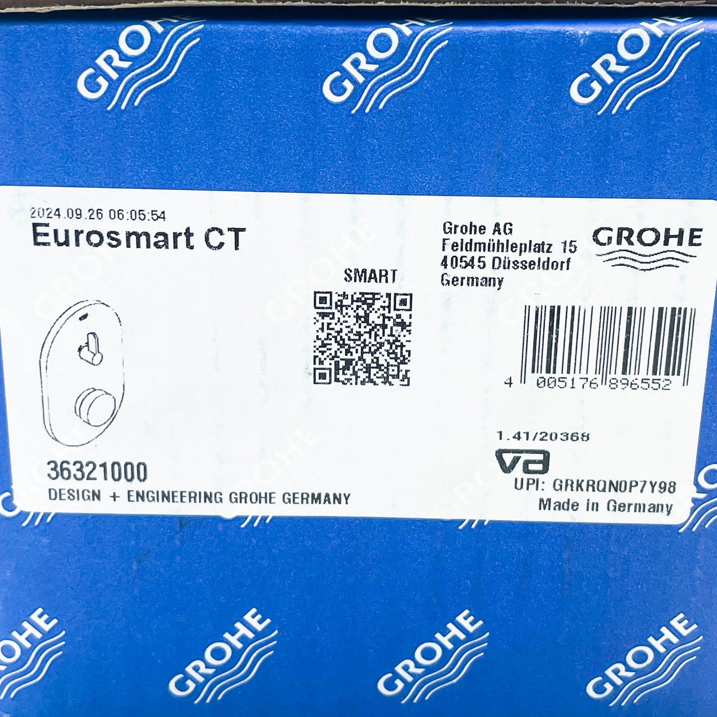 Grohe Eurosmart CT, 36321000, Selbstschluss-Brausebatterie, mit Mischfunktion, Chrom, Fertigmontageset für UP-Einbaukasten.