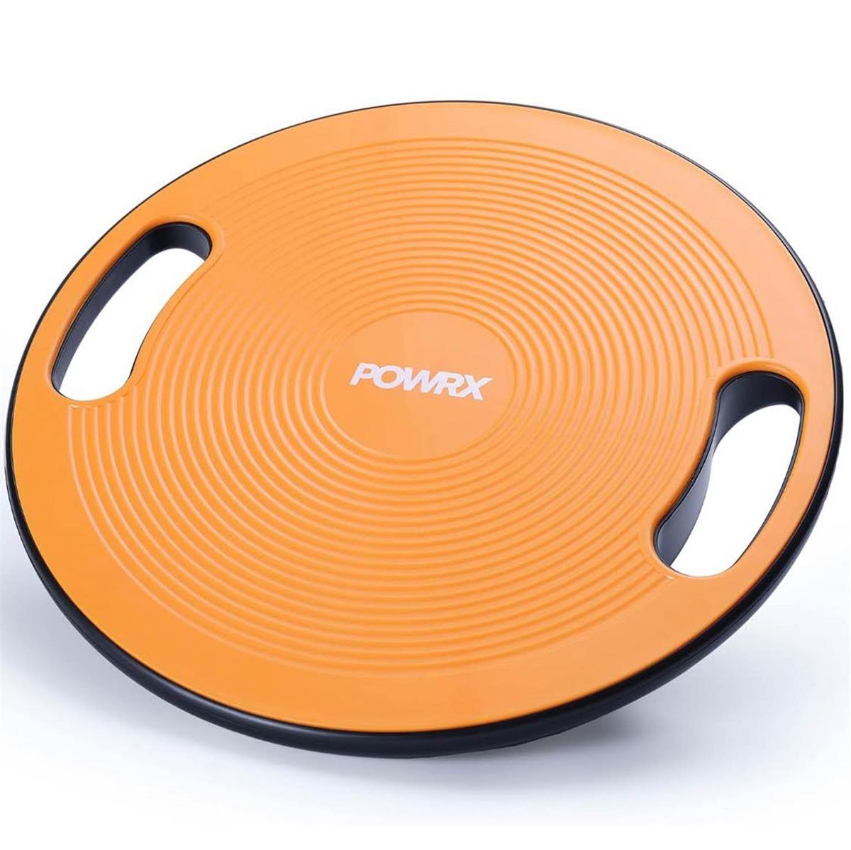 POWRX Balance Board Ř 40cm mit Griffen Wackelbrett Orange für Erwachsene/Kinder I Therapiekreisel Physiotherapie für propriozeptives Training und Fitness
