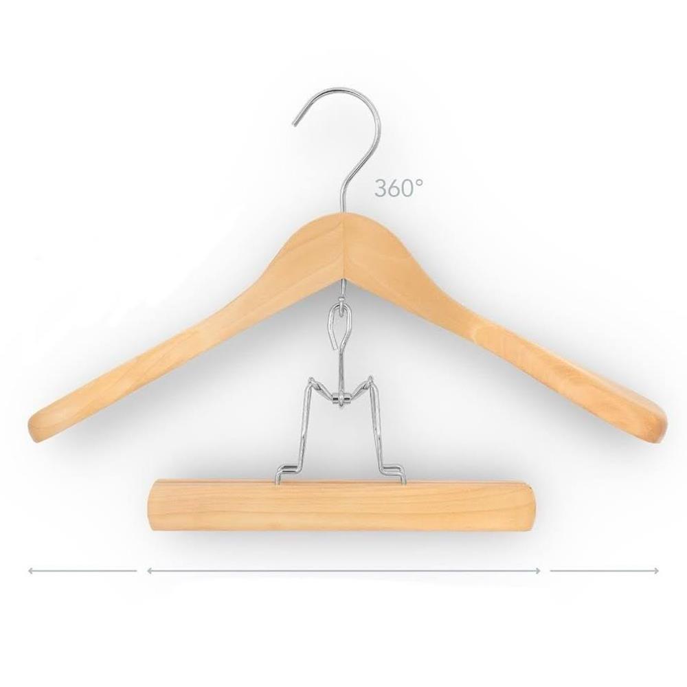 SUITS VIENNA® Kleiderbügel Hosenanzug 40 cm | 8 Stück Set für Blazer und Hose | Anzug Kleiderbügel aus Massivholz mit breiter Schulterauflage