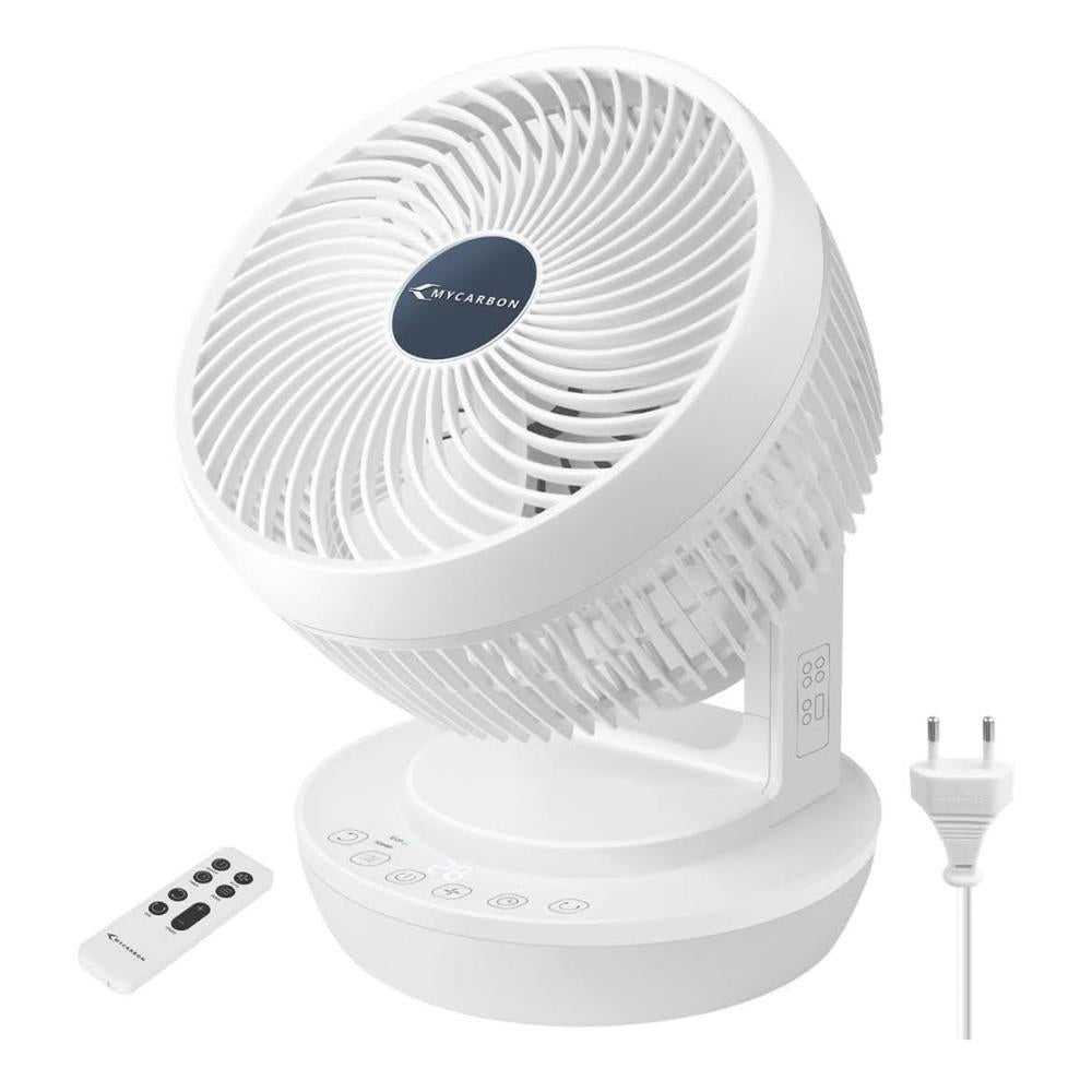 MYCARBON Leiser Ventilator 1800 mł/h mit Fernbedienung, ECO-Modus, 3D-Modus, Oszillation, 4 Geschwindigkeitsstufen, Timer 12 Stunden, Turbo, Luftumwälzung für Büro und Schlafzimmer bis 30 m˛