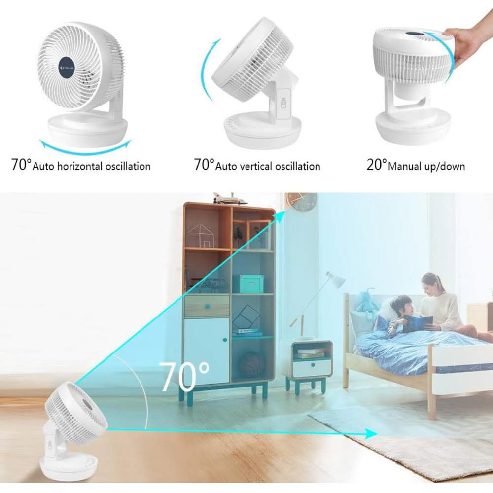 MYCARBON Leiser Ventilator 1800 mł/h mit Fernbedienung, ECO-Modus, 3D-Modus, Oszillation, 4 Geschwindigkeitsstufen, Timer 12 Stunden, Turbo, Luftumwälzung für Büro und Schlafzimmer bis 30 m˛