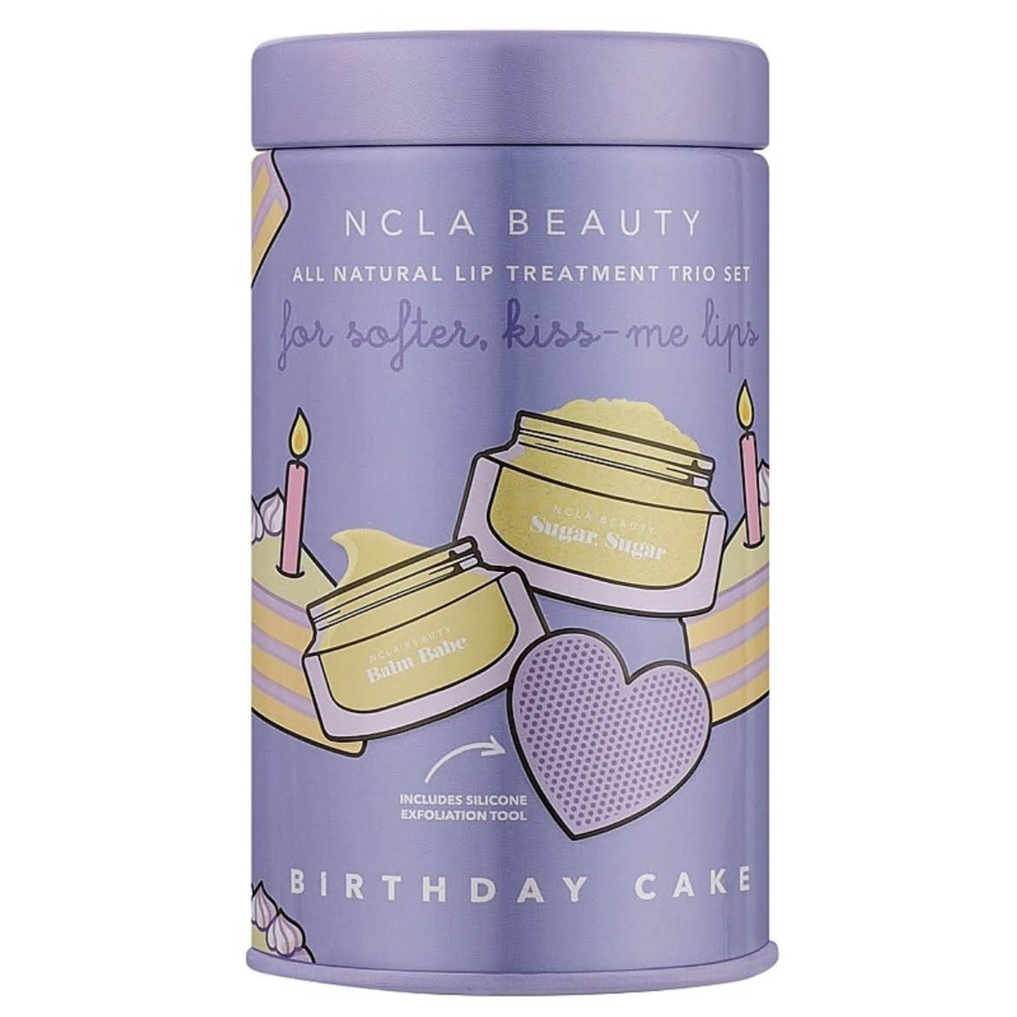 NCLA Beauty Lippenpflegeset Birthday Cake, Balm 10 ml, Scrub 15 ml, inkl. Scrubber, feuchtigkeitsspendend, pflegend, duftend.