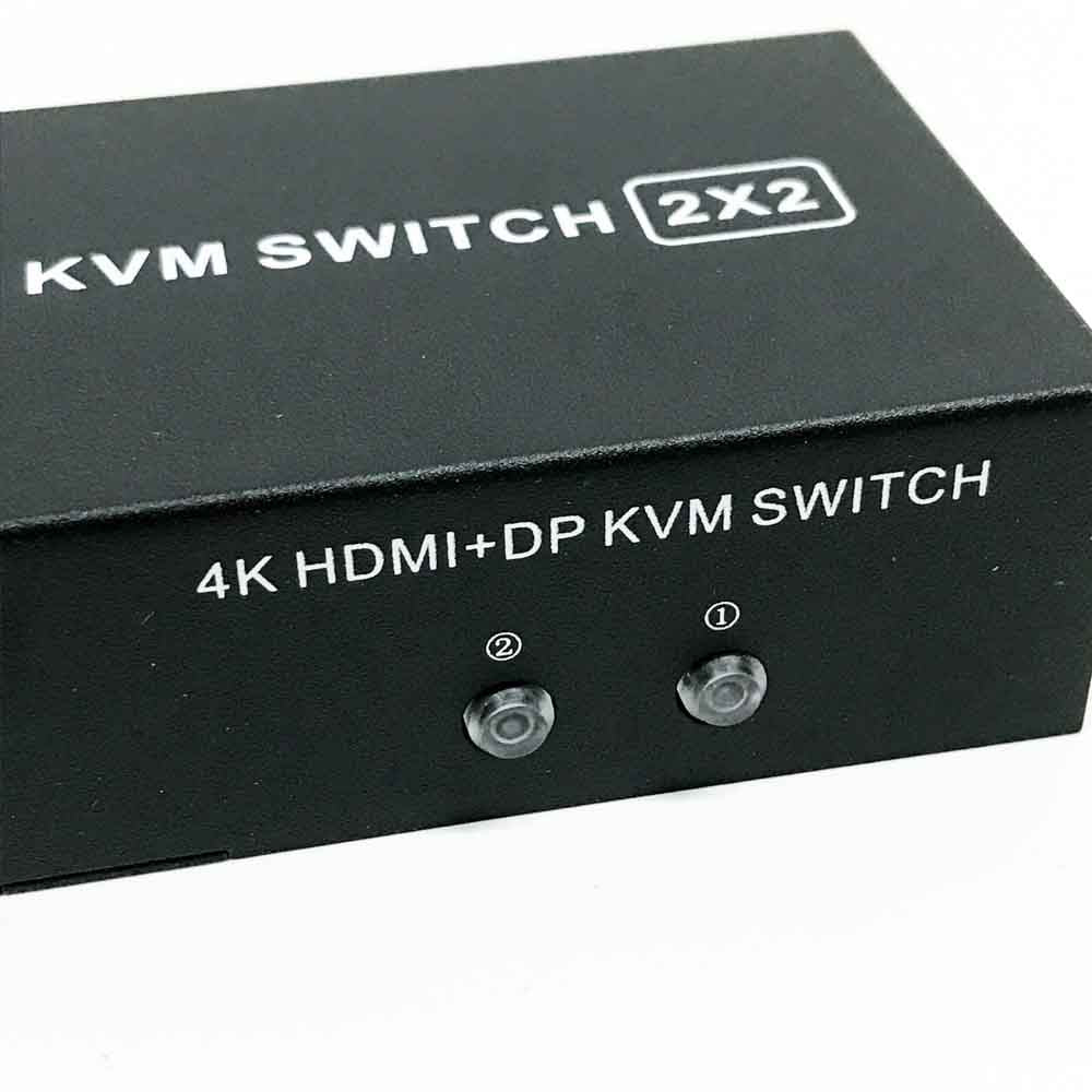 HDMI Displayport KVM Switch 2 Computers 2 Monitors 4K@60Hz 2 Port HDMI+DP KVM Switch Dual Monitor with 4 USB 2.0 Hub Dual Monitor Displayport KVM 2PCs share 1 set of keyboard mouse and 2 monitors