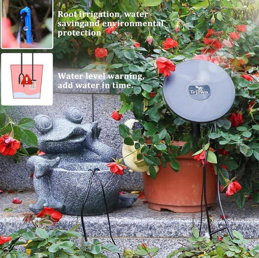 TRJZWA BSV-IC302 Automatic Drip Irrigation Kit for Balcony Garden with Water Level Detection, Solar Watering for 15 Potted Plants and 15m Water Hose