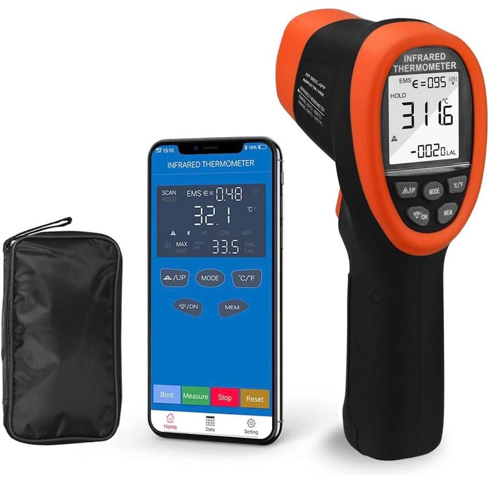 Infrarot Thermometer IR Laserthermometer Digitale Temperaturpistole -50~800°C APP Daten lesen und herunterladen