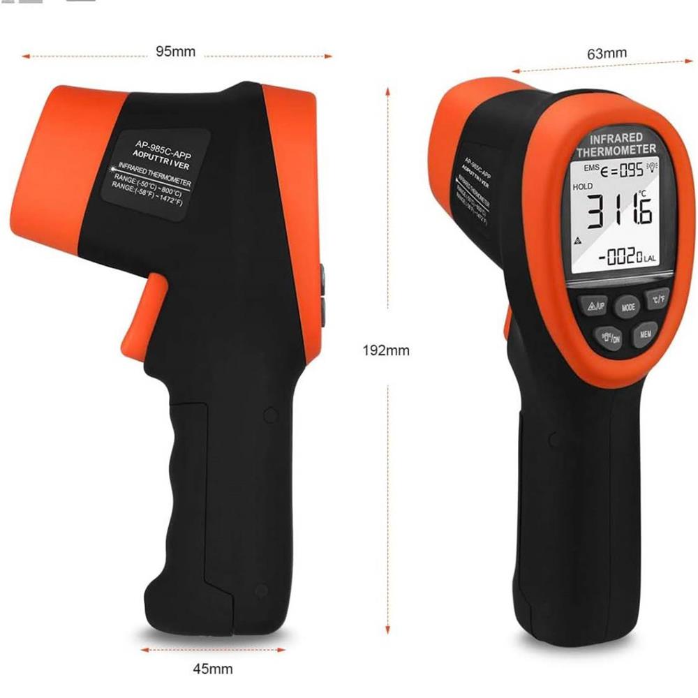 Infrarot Thermometer IR Laserthermometer Digitale Temperaturpistole -50~800°C APP Daten lesen und herunterladen