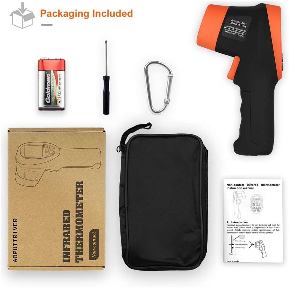 Infrared Thermometer IR Laser Thermometer Digital Temperature Gun -50~800°C APP Data Read and Download